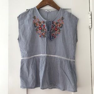 Sonoma Striped Embroidered Top